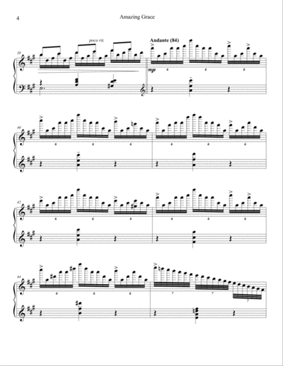 Amazing Grace Piano Solo scores gallery preview page 4
