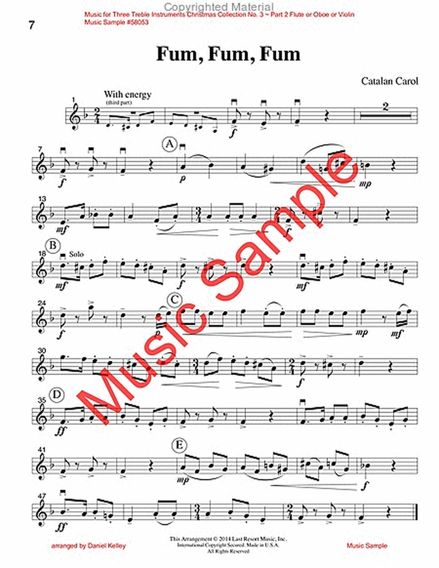 Music for Three Treble Instruments, Christmas Collection No. 3 Holiday Favorites