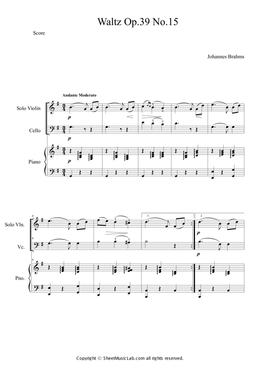 Waltz op.39 no.15 Easy Version in G image number null