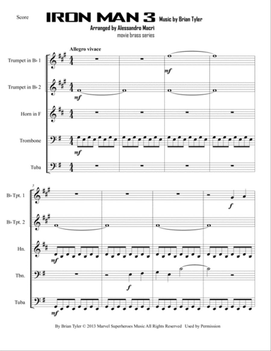 Iron Man 3 Iron Man 3 Brass Ensemble scores gallery preview page 2