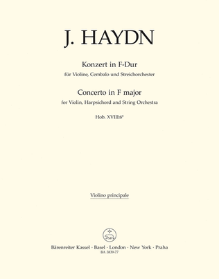 Book cover for Concerto for Violin, Harpsichord and Strings F major Hob XVIII:6*