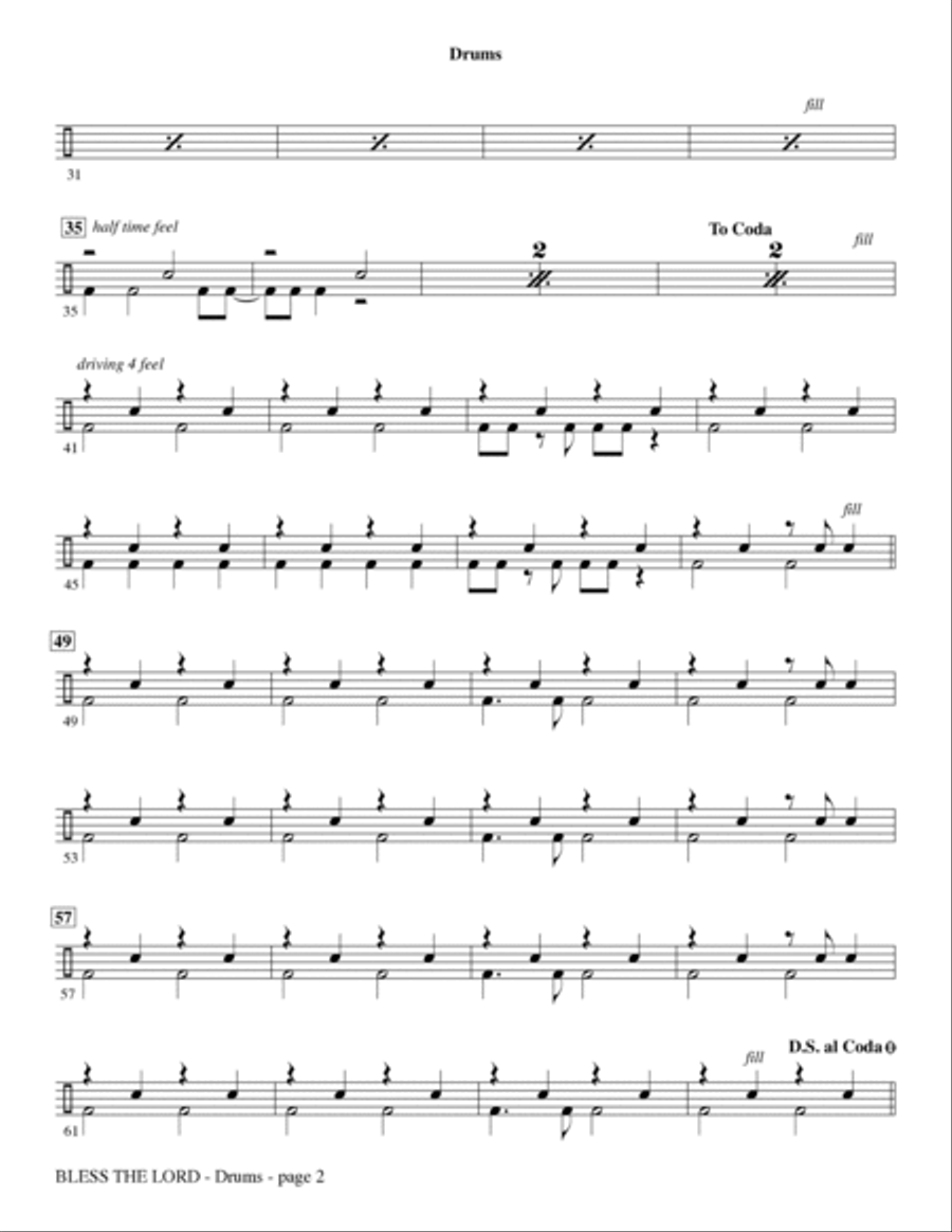 Bless The Lord - Drums Choir scores gallery preview page 2