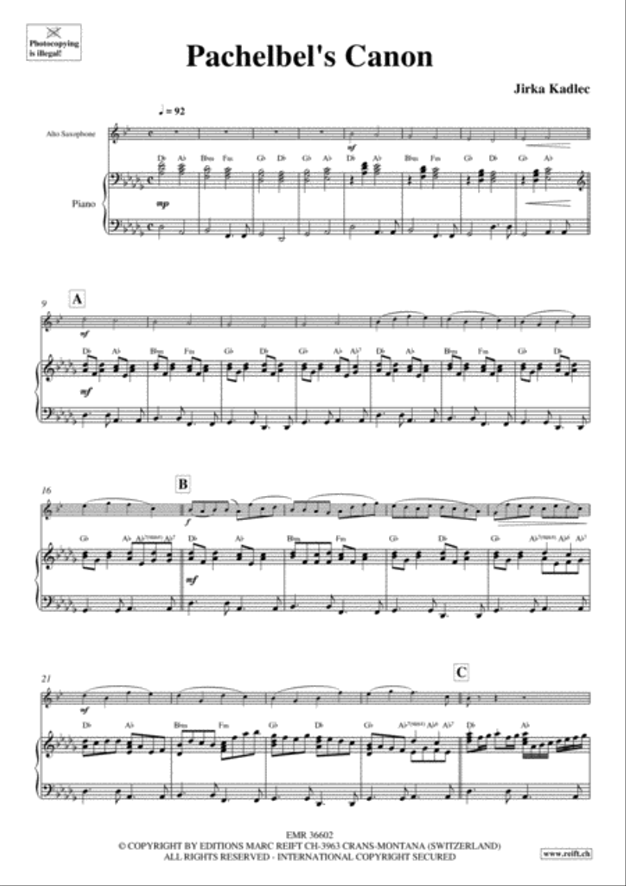 Pachelbel's Canon Pachelbel's Canon Alto Saxophone scores gallery preview page 3