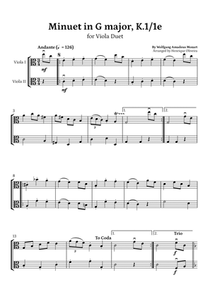 Book cover for Minuet in G major, K.1/1e (Viola Duet) - W. A. Mozart