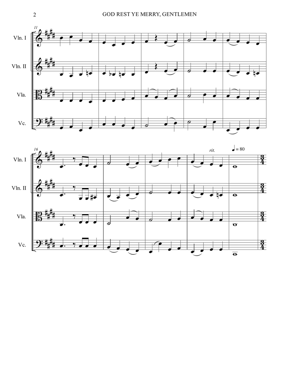 God Rest Ye Merry, Gentlemen - Pentatonix - Strings Quartet String Quartet scores gallery preview page 2