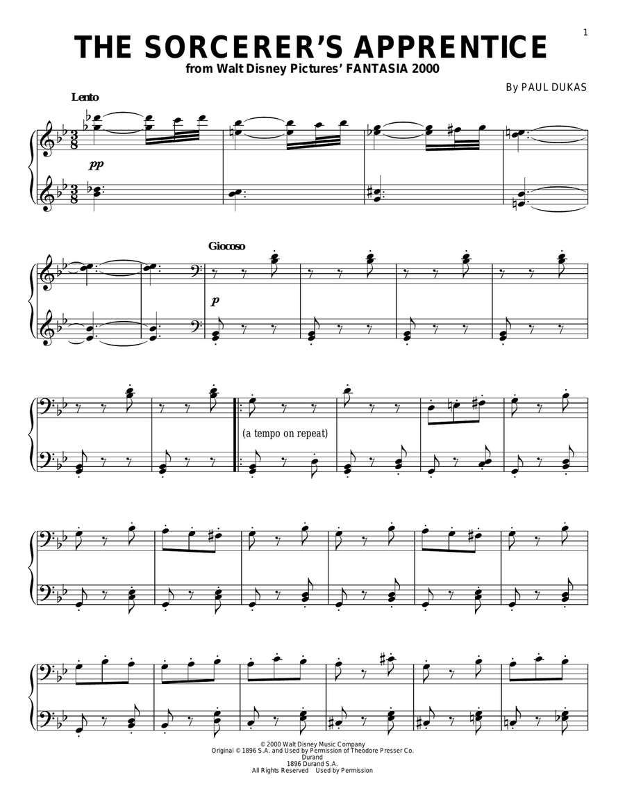 The Sorcerer's Apprentice Piano Solo scores gallery preview page 1