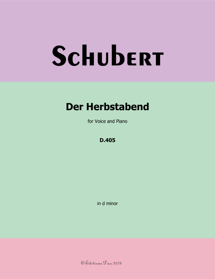Der Herbstabend, by Schubert, D.405, in d minor Voice scores gallery preview page 1