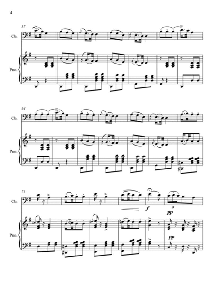 Giuseppe Verdi - La donna e mobile (Rigoletto) Double Bass - G Key String Duet scores gallery preview page 4