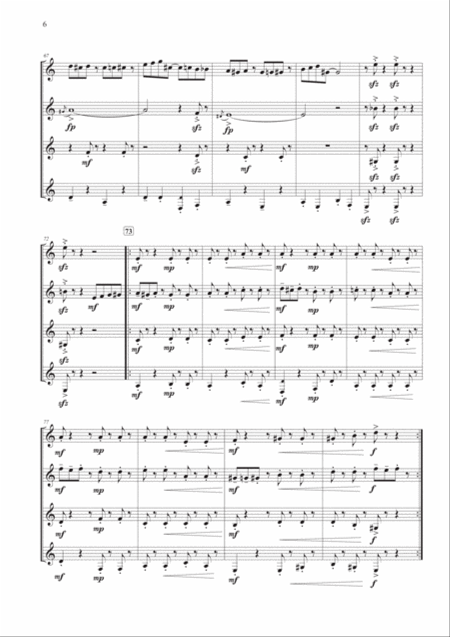 Ratatouille Main Theme Clarinet Quartet scores gallery preview page 6