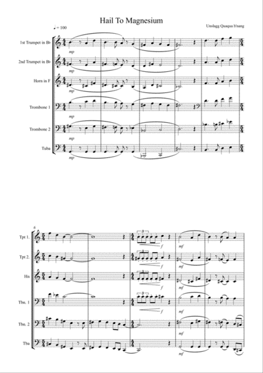Hail to Magnesium Hail to Magnesium Brass Ensemble scores gallery preview page 1