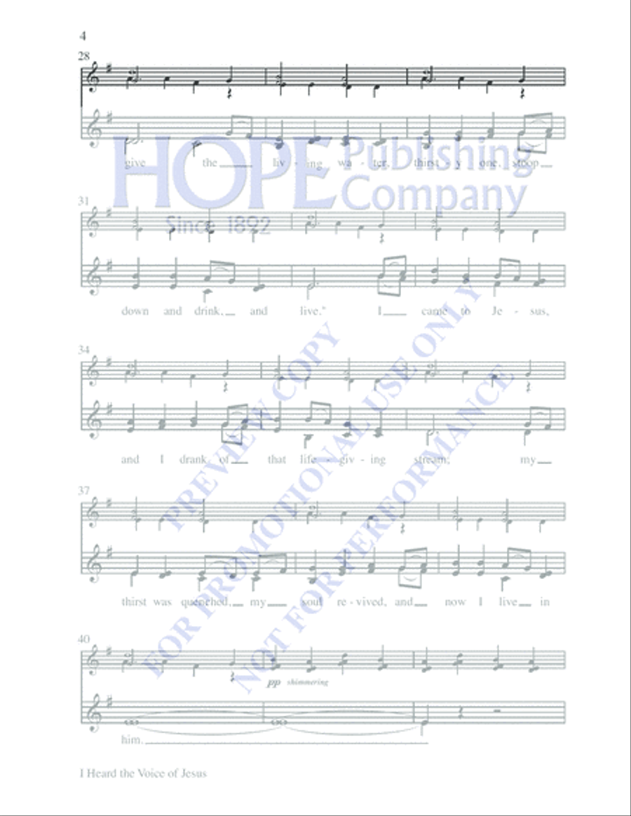 I Heard the Voice of Jesus 3-Part scores gallery preview page 4