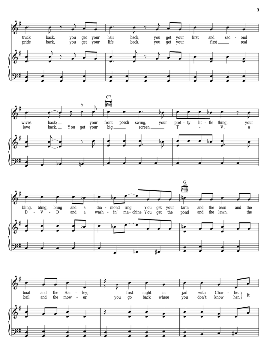Backwards Backwards Piano, Vocal, Guitar scores gallery preview page 3