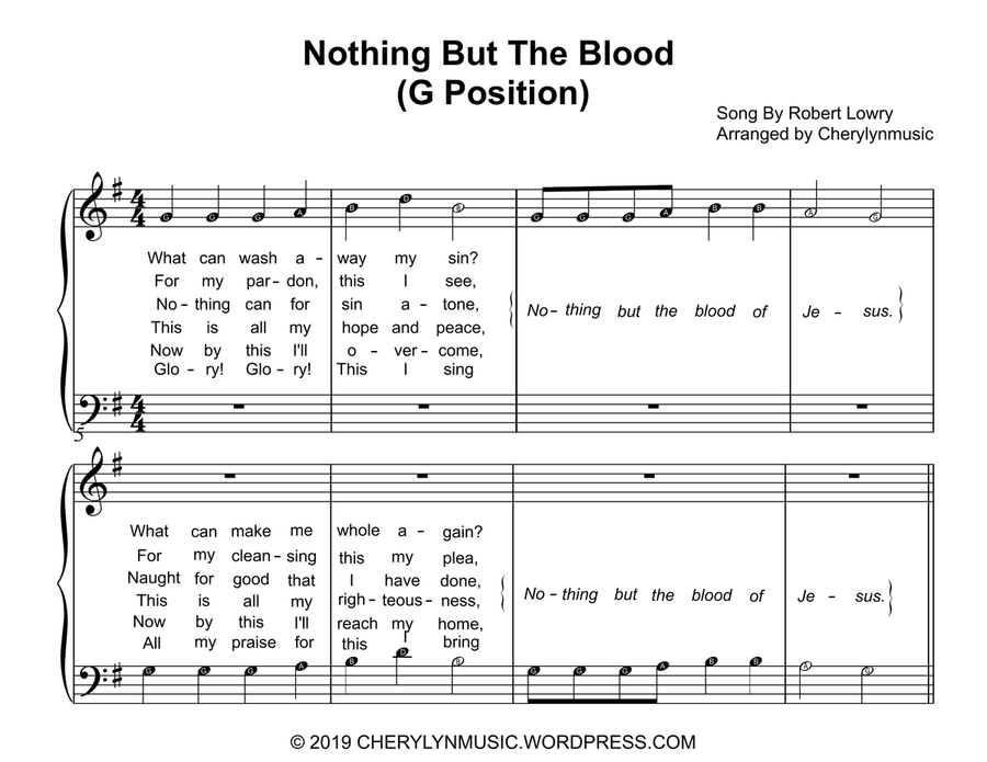 Nothing But The Blood of Jesus (Easy Piano) (G Position) (With Note Names)