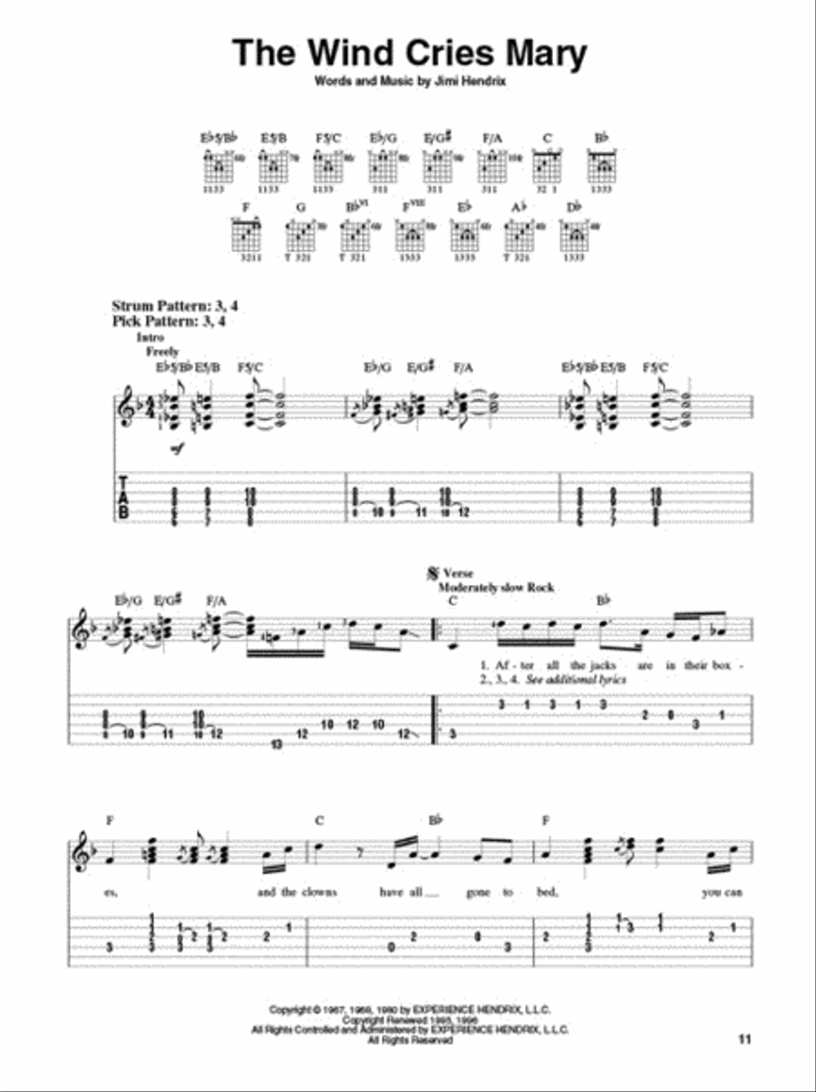 Jimi Hendrix – Smash Hits Guitar Tablature scores gallery preview page 5