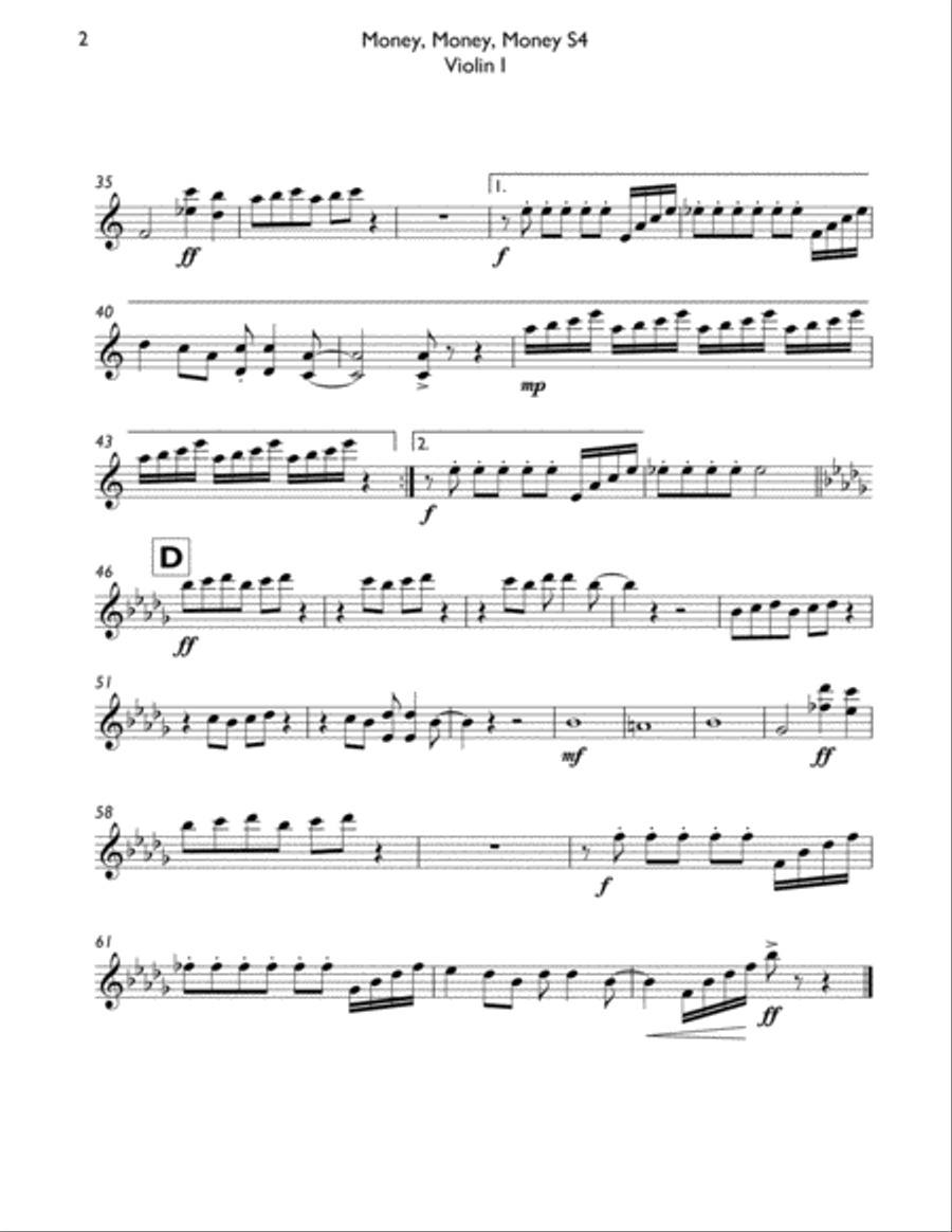 Money, Money, Money String Quartet scores gallery preview page 5