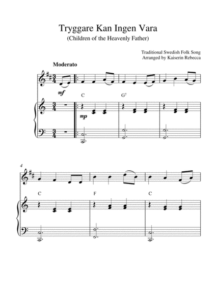 Tryggare Kan Ingen Vara (for Bb trumpet solo and piano accompaniment) image number null
