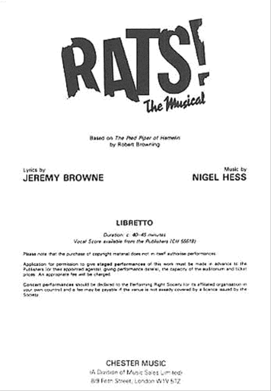 Nigel Hess: Rats! The Musical (Libretto) 1-9 Copies Voice scores gallery preview page 1