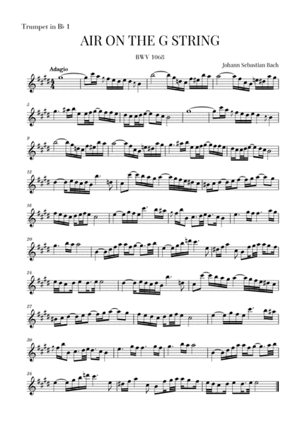 Bach: Air on the G String for Brass Quintet (2 Trumpets, Horn, Trombone and Tuba) image number null