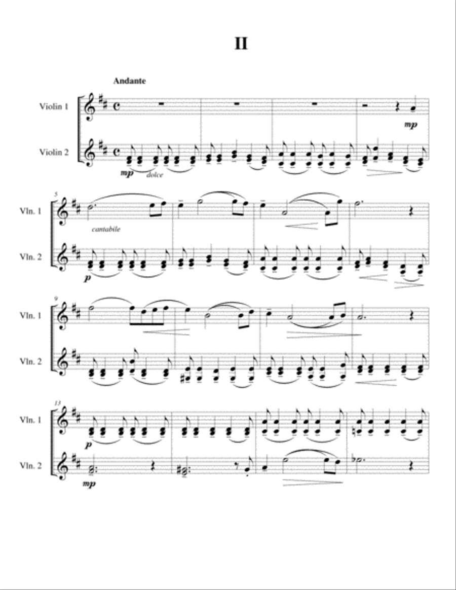 Sonata for Two Violins in F# minor, Op 4 Mvmt 2 Violin scores gallery preview page 1