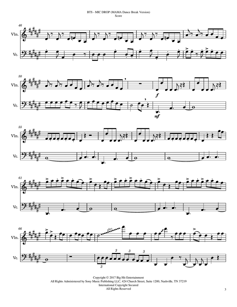 Mic Drop Mic Drop String Duet scores gallery preview page 3