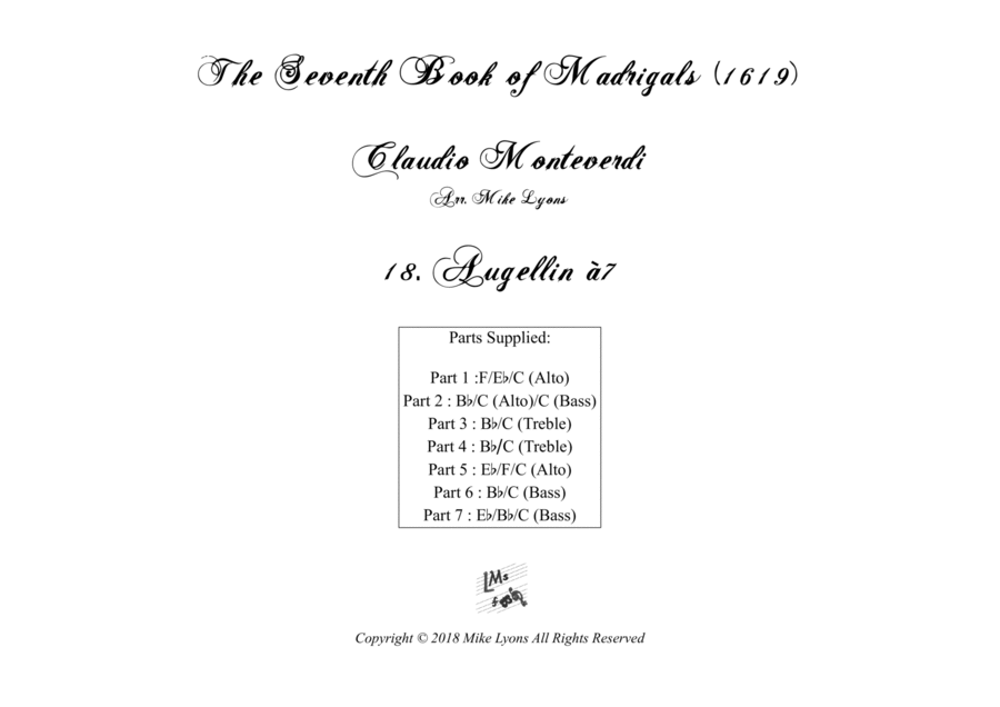 Monteverdi - The Seventh Book of Madrigals (1619) - 18. Augellin a7 image number null