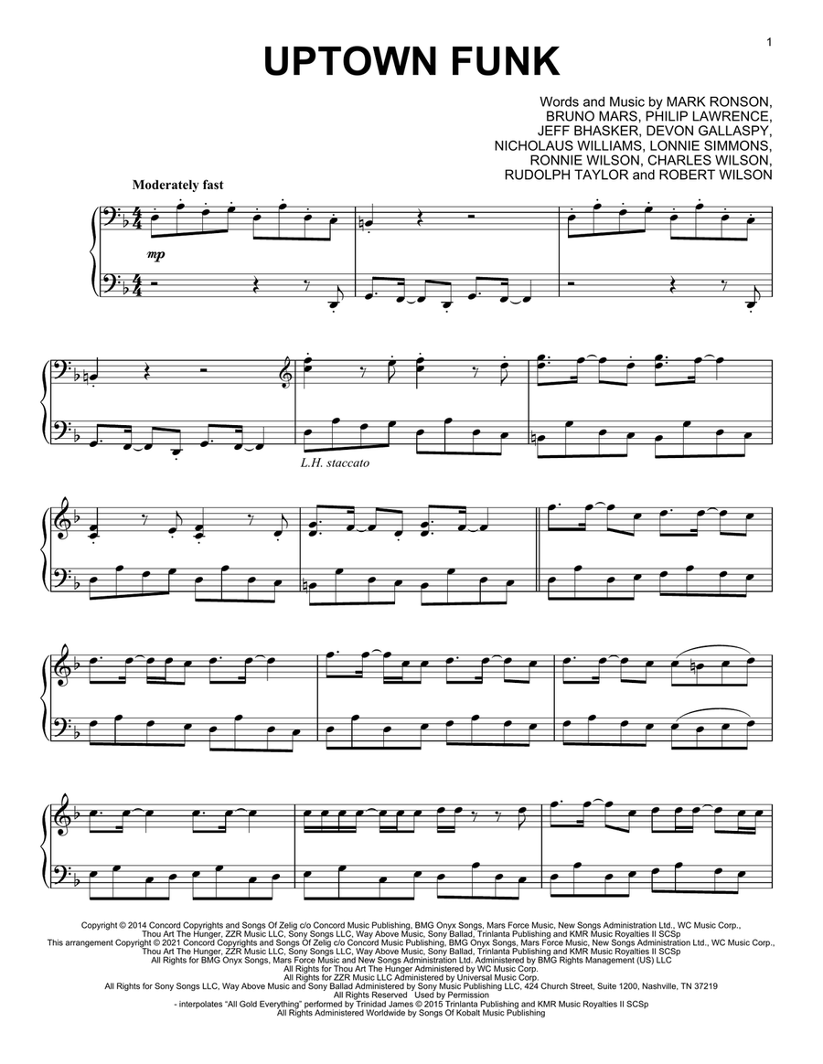 Uptown Funk (feat. Bruno Mars) [Classical version] Piano Solo scores gallery preview page 1