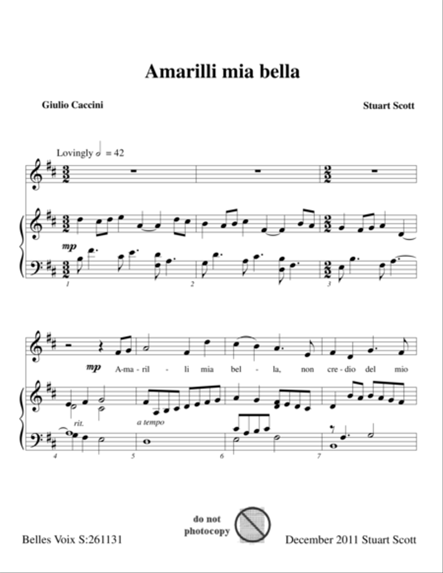 Amarili mia bella Amarili mia bella Voice Solo scores gallery preview page 1
