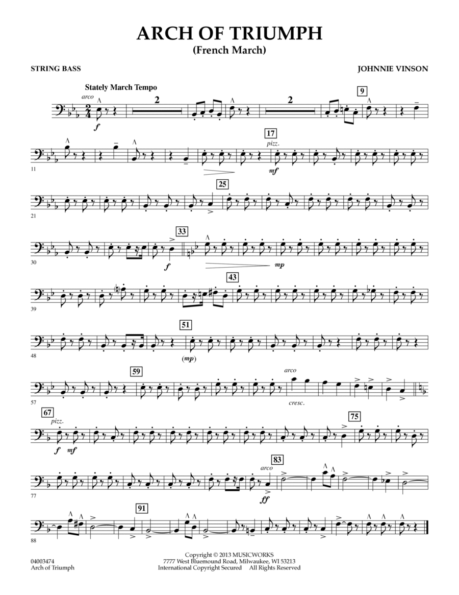 Arch of Triumph (French March) - String Bass Concert Band scores gallery preview page 1