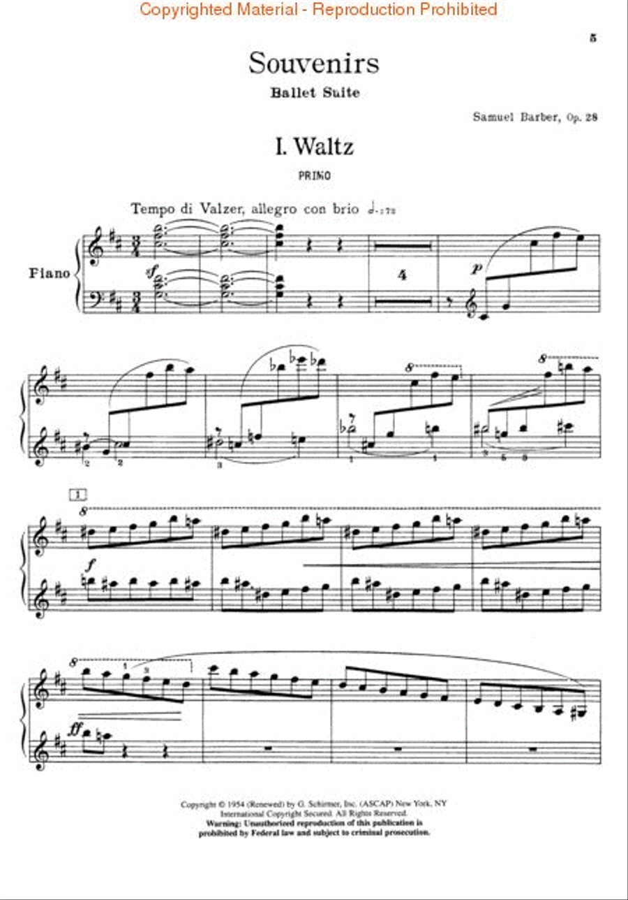 Souvenirs Ballet Suite, Op. 28 (Original) Piano Duet scores gallery preview page 2