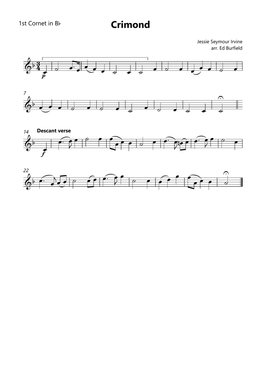 Crimond - Hymn Tune for Brass Quintet (with descant) Brass Quintet scores gallery preview page 3