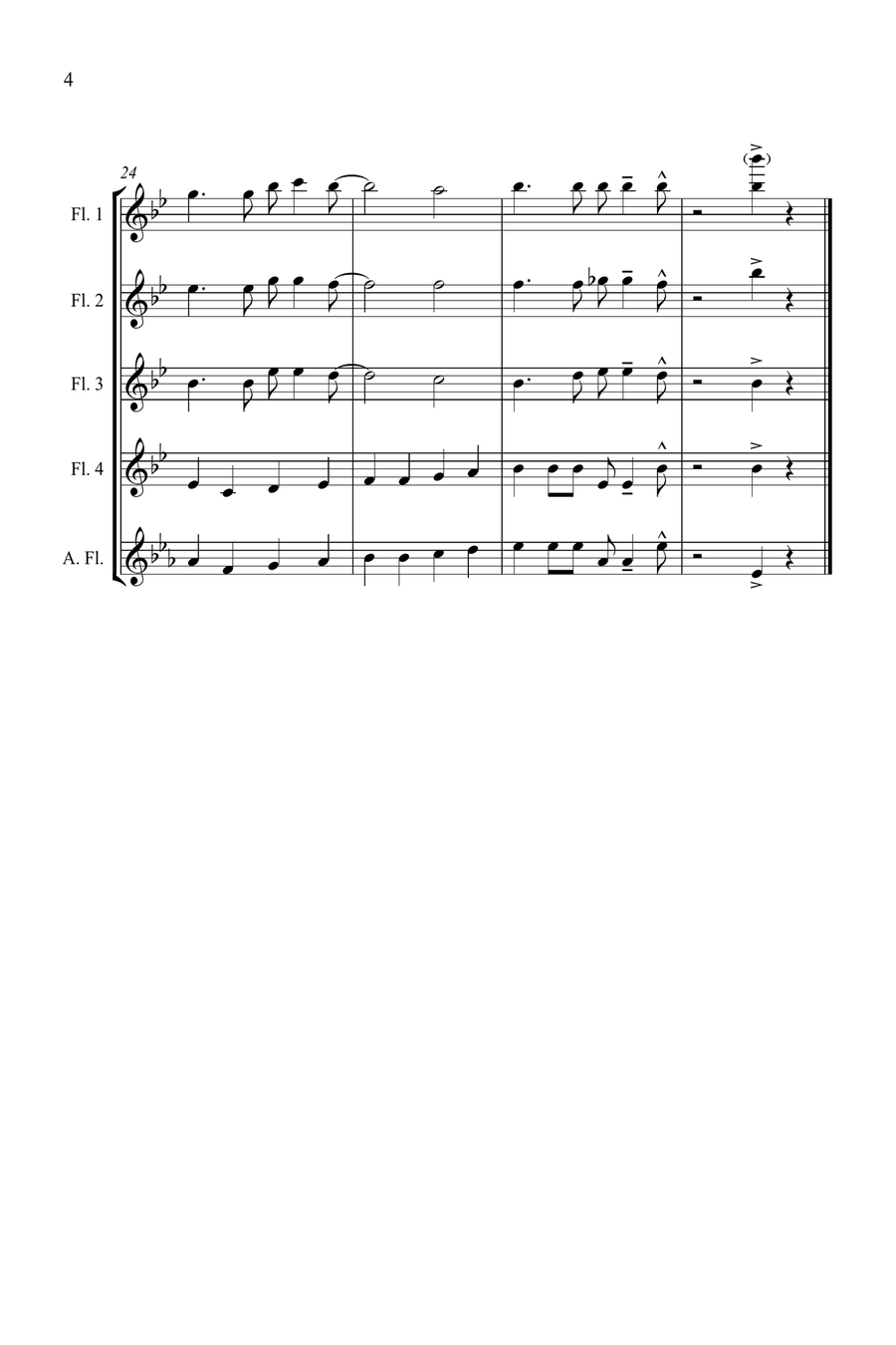 Jazz Carols Collection #2 Flute Quartet (Ding Dong Merrily, O Come All Ye Faithful, Royal David) Flute Quartet scores gallery preview page 5
