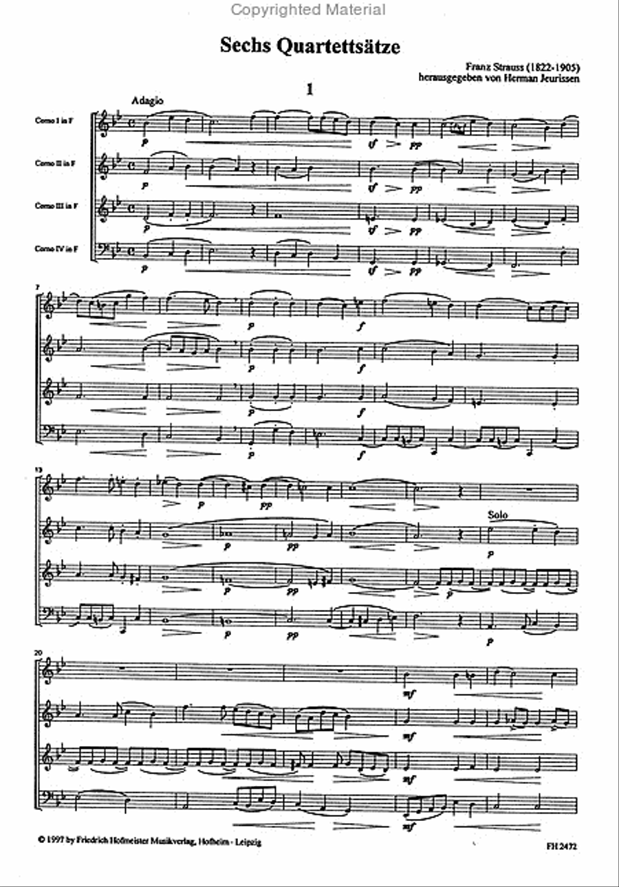 6 Quartettsätze Horn scores gallery preview page 2