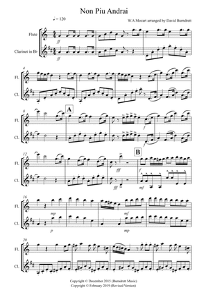 Non Più Andrai for Flute and Clarinet Duet