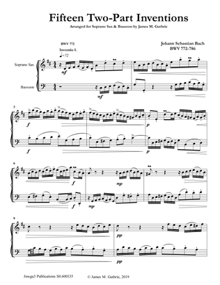 Bach: 15 Two-Part Inventions for Soprano Sax & Bassoon
