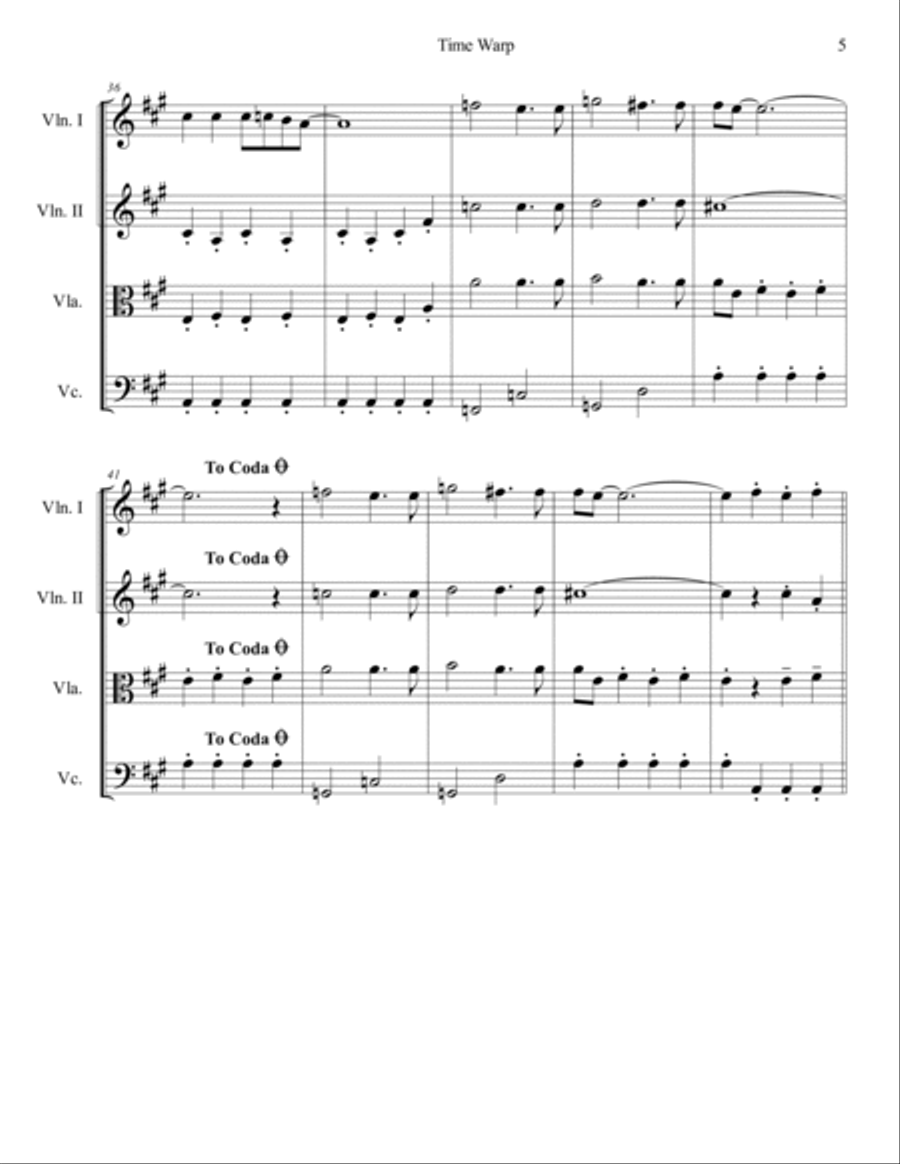 Time Warp String Quartet scores gallery preview page 6
