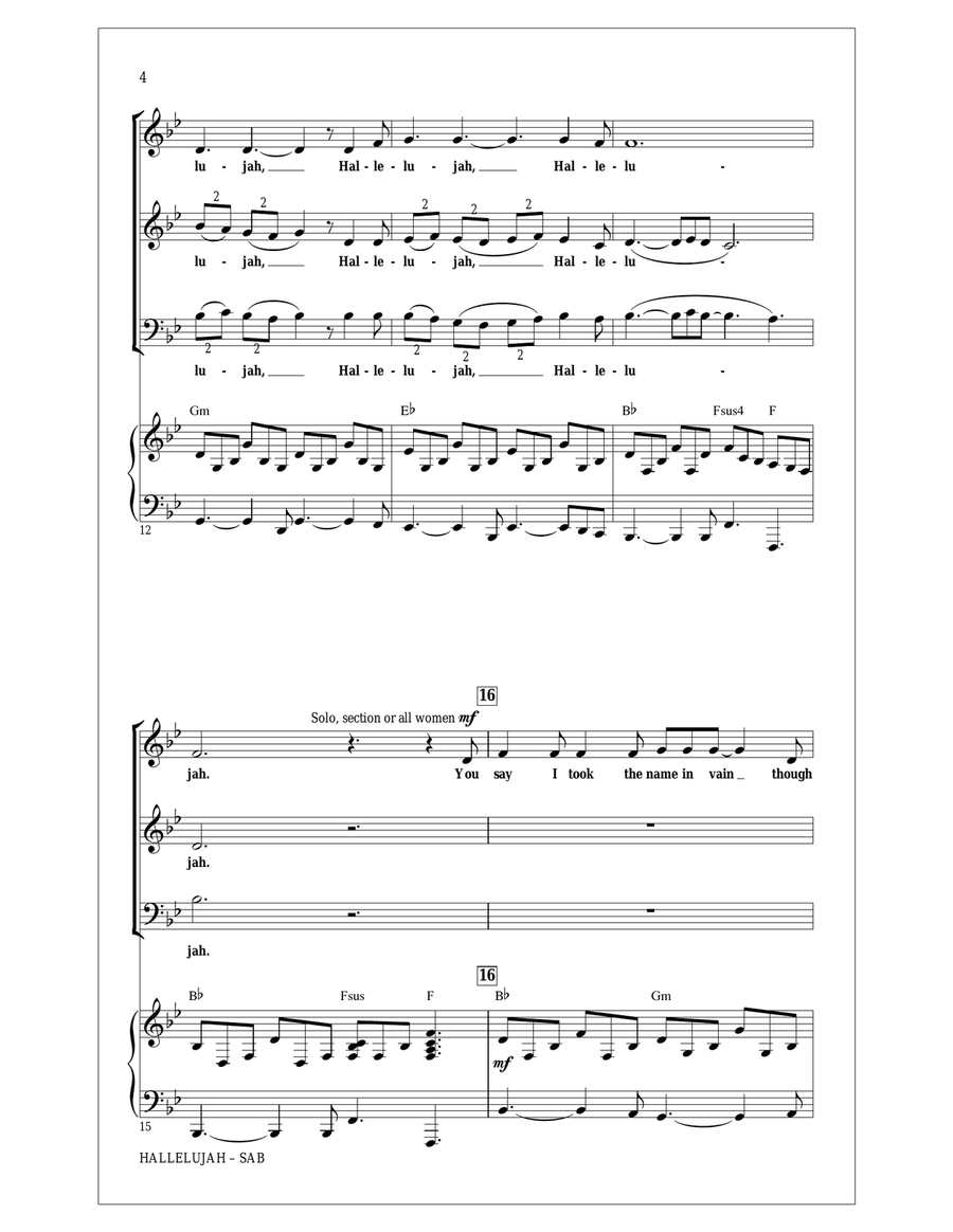 Hallelujah (arr. Roger Emerson) 3-Part scores gallery preview page 3