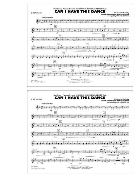 Can I Have This Dance (from "High School Musical 3") - Bb Tenor Sax by Michael Brown Tenor Saxophone - Digital Sheet Music