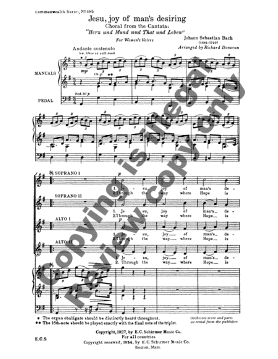 Jesu, joy of man's desiring (BWV 147) SSAA scores gallery preview page 3