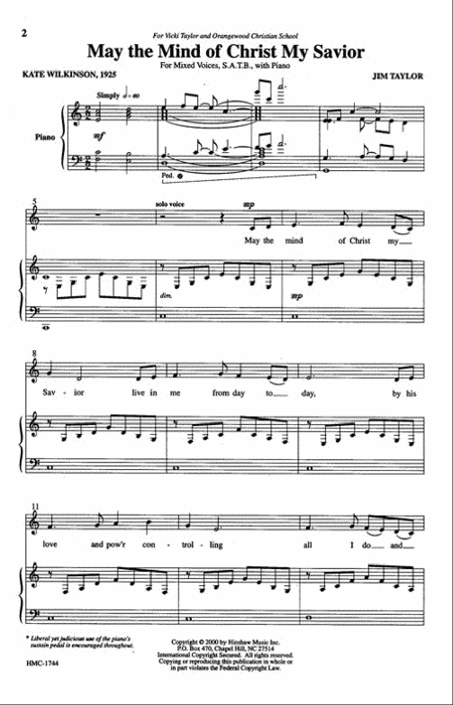 May the Mind of Christ My Savior 4-Part scores gallery preview page 2