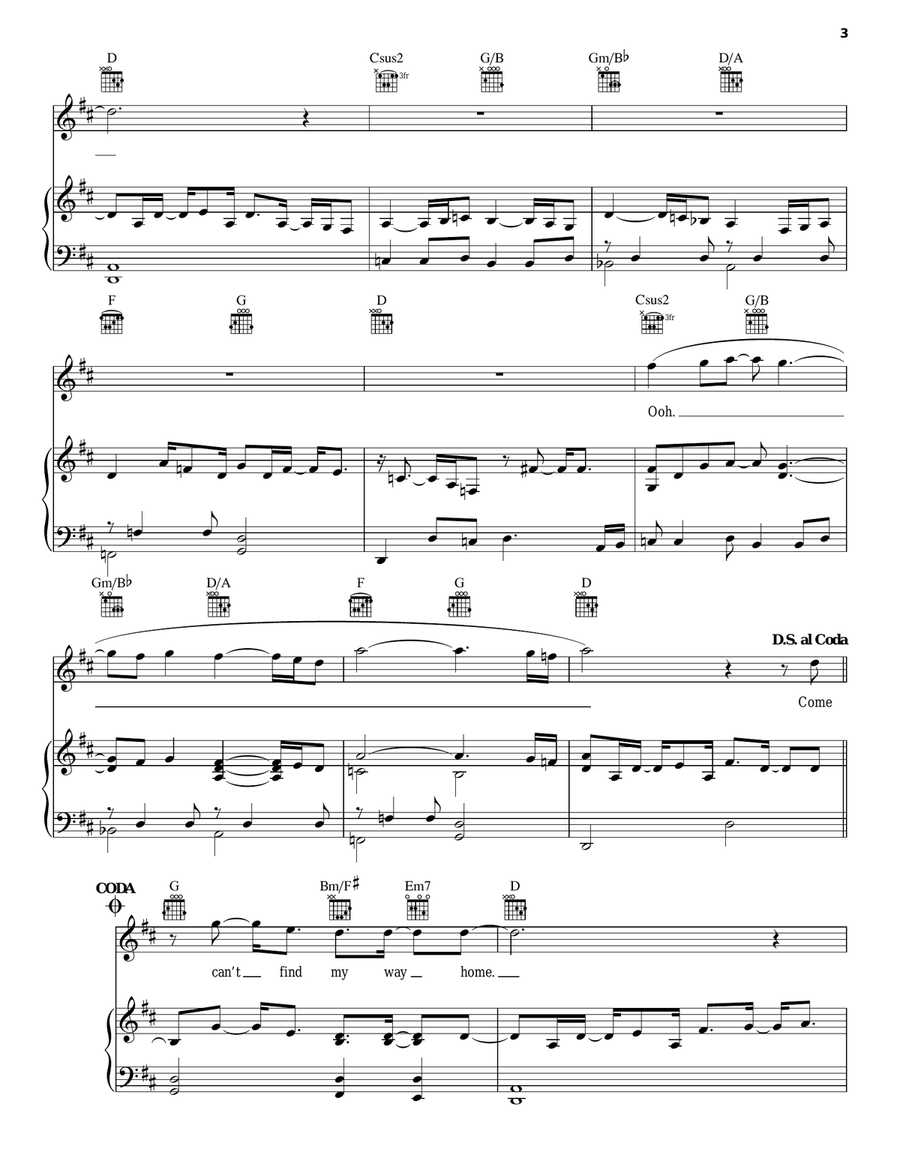Can't Find My Way Home Piano, Vocal, Guitar scores gallery preview page 3