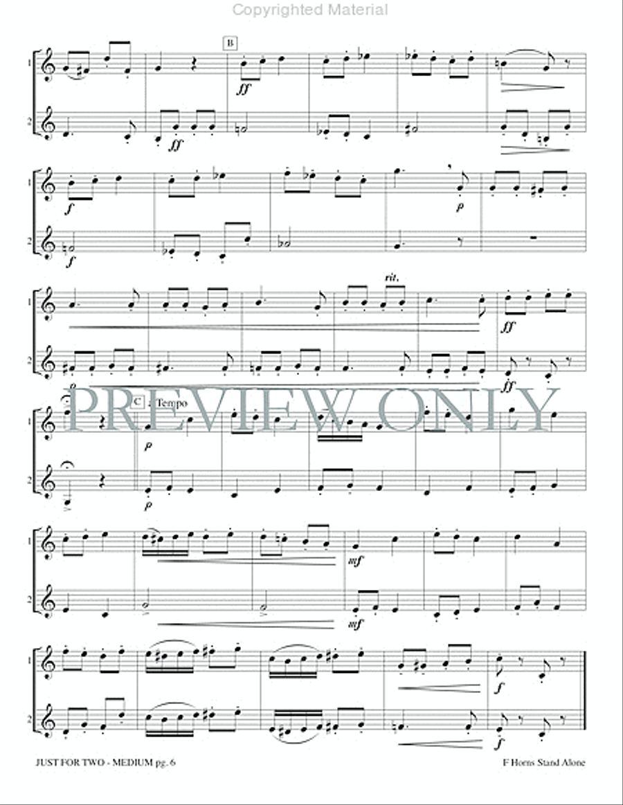 Just for Two Medium (stand alone version) Brass Duet scores gallery preview page 8