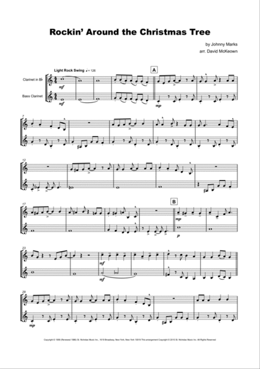 Rockin' Around The Christmas Tree Clarinet Duet scores gallery preview page 2