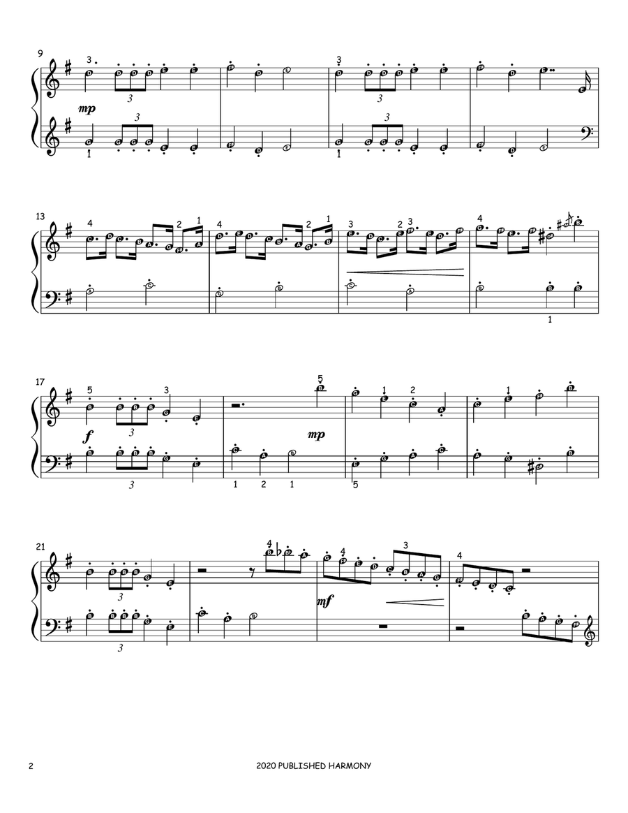 March from The Nutcracker Suite (Easy Piano for Grade 2) with note names and fingering guide Piano, Vocal scores gallery preview page 2
