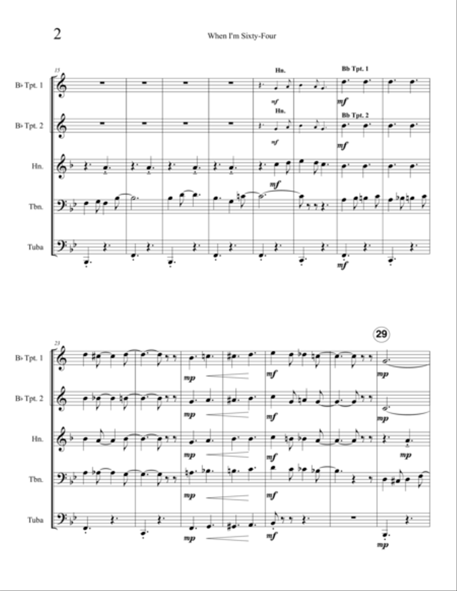 When I'm Sixty-Four Brass Ensemble scores gallery preview page 4