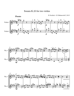 D. Scarlatti Sonata in E K.20 for two violins