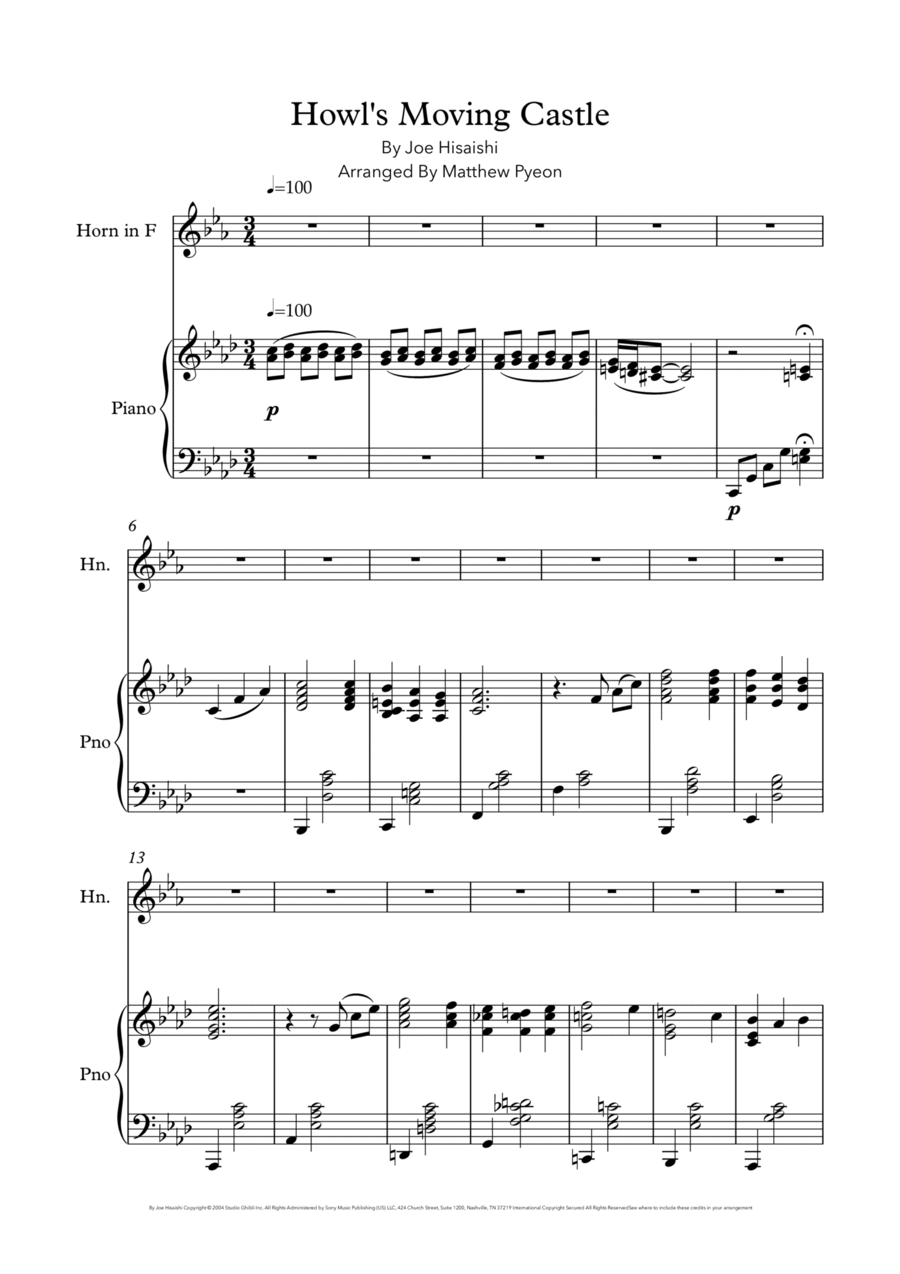 Howl's Moving Castle Howl's Moving Castle English Horn scores gallery preview page 1