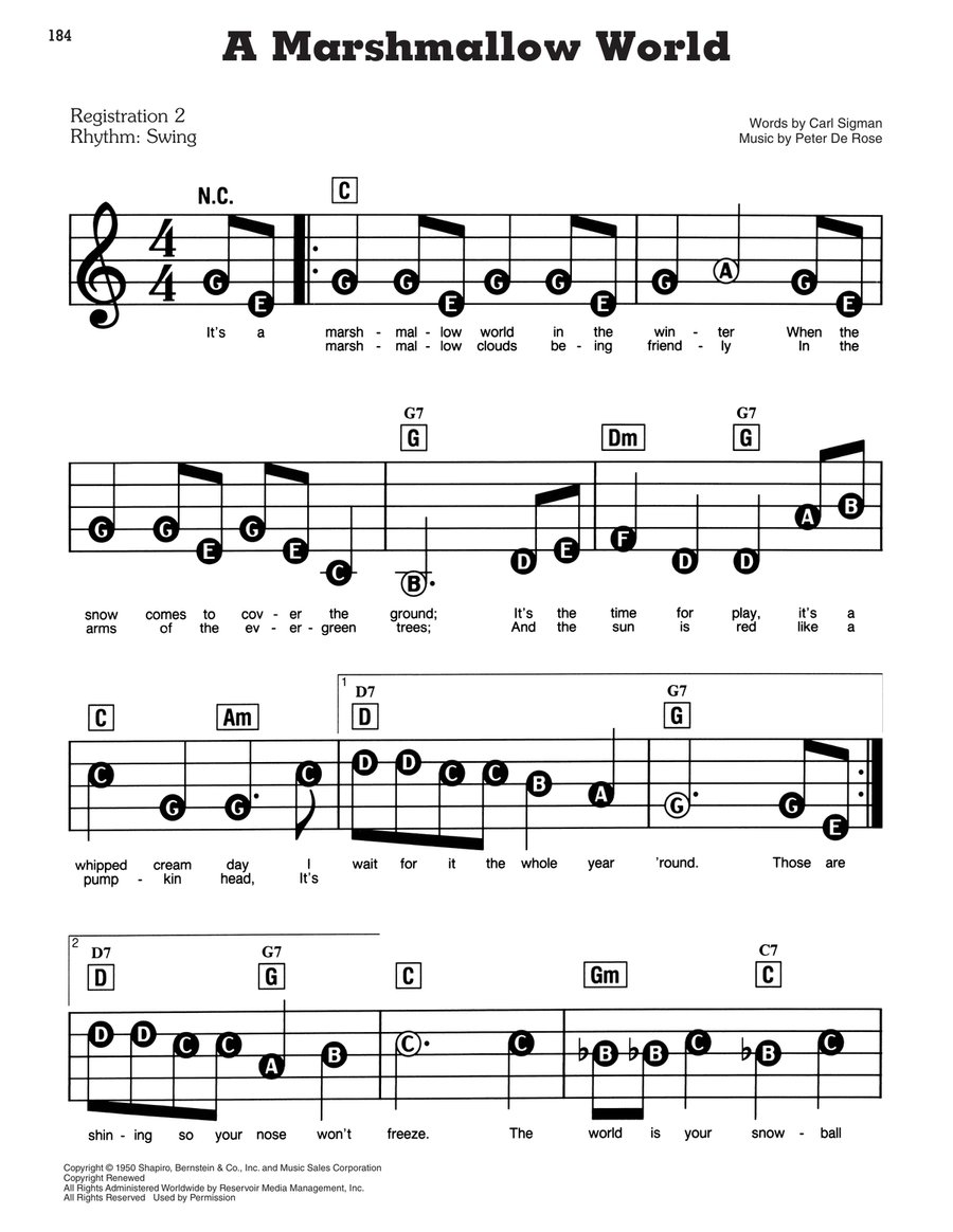 A Marshmallow World Electronic Keyboard scores gallery preview page 1
