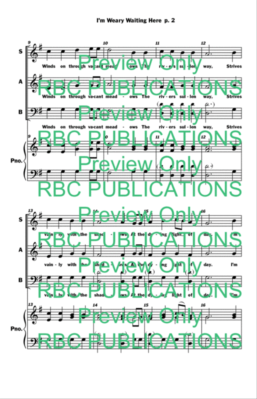 I'M Weary Waiting (SAB) 3-Part scores gallery preview page 4