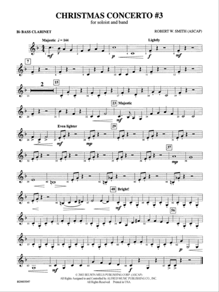 Christmas Concerto #3 (for Soloist and Band): B-flat Bass Clarinet Concert Band scores gallery preview page 1