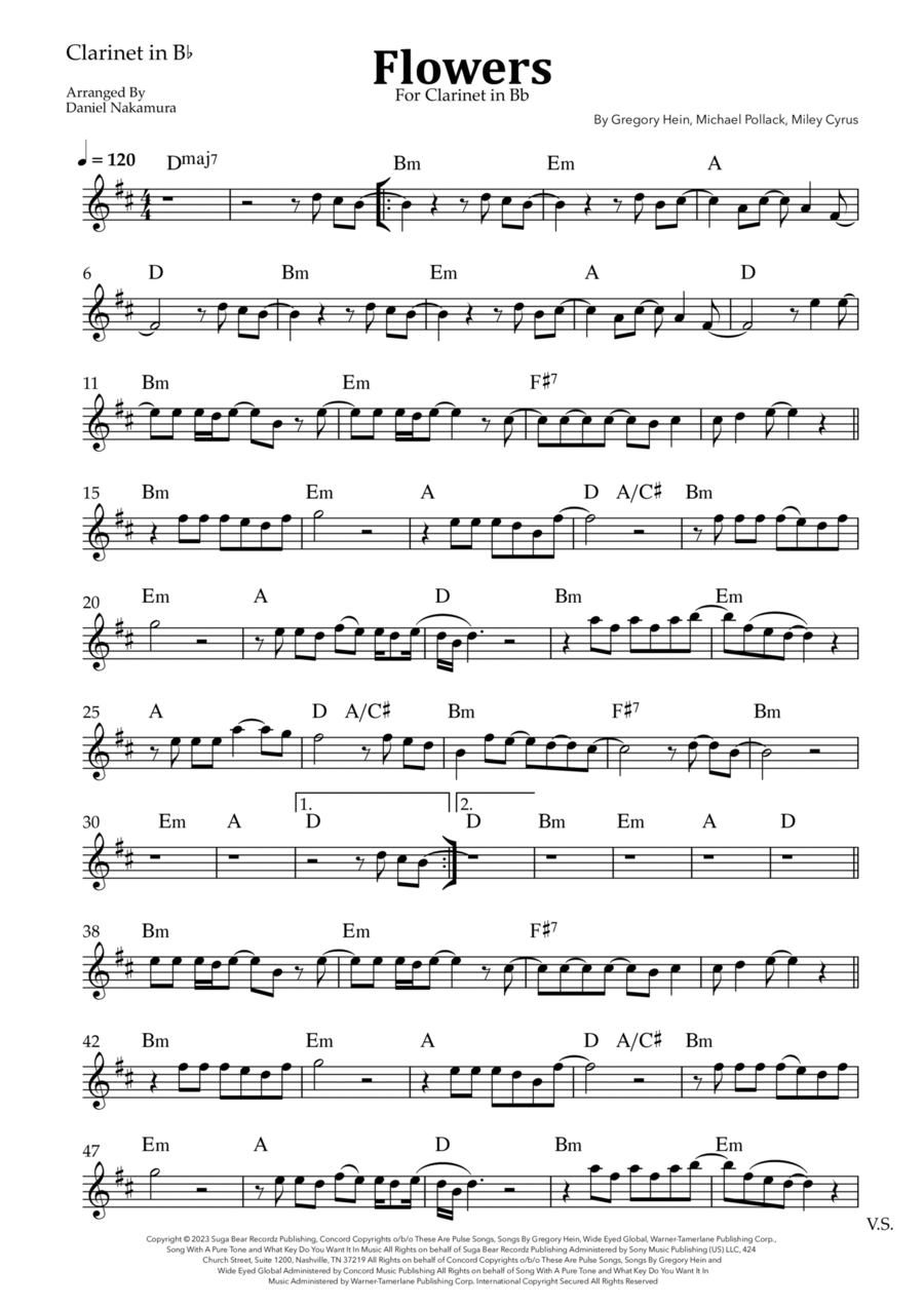 Flowers B-Flat Clarinet scores gallery preview page 1